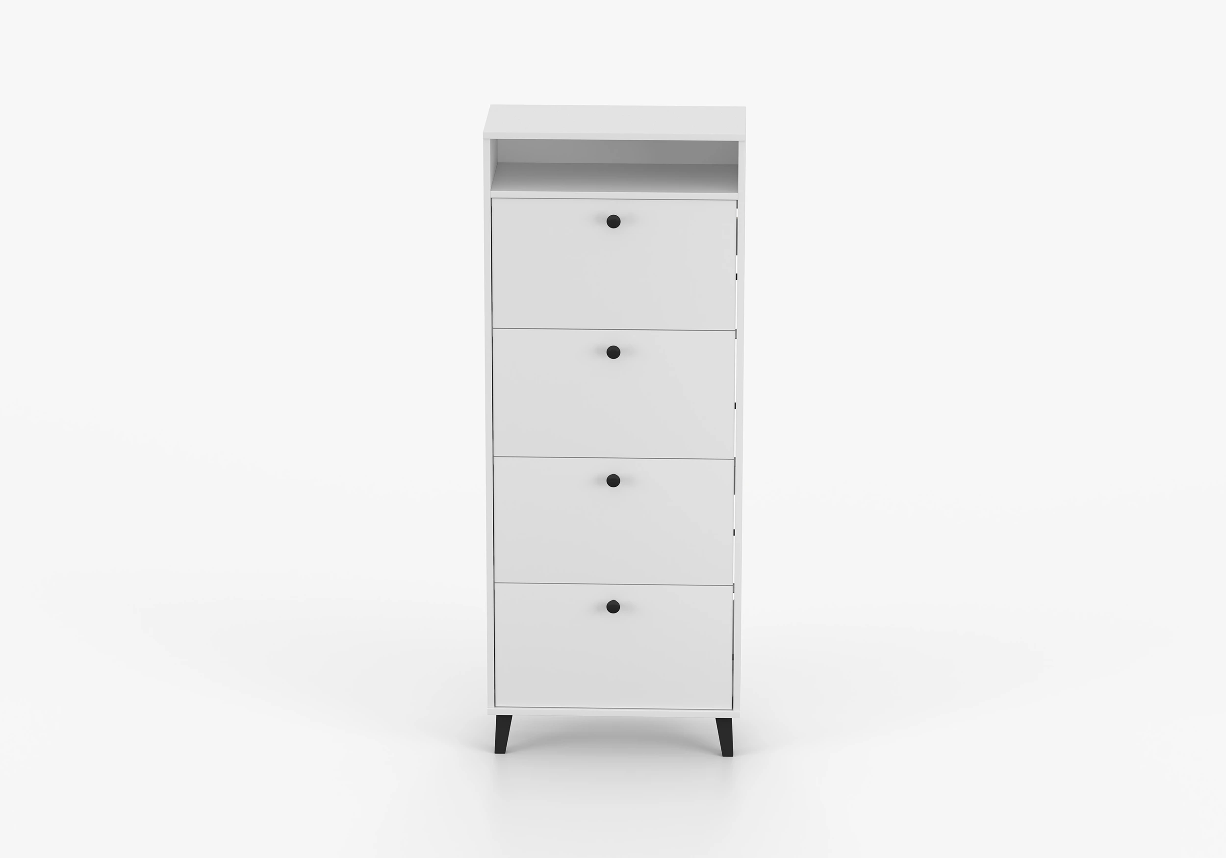 Modern white 4-door shoe cabinet – slim tall storage Ireland